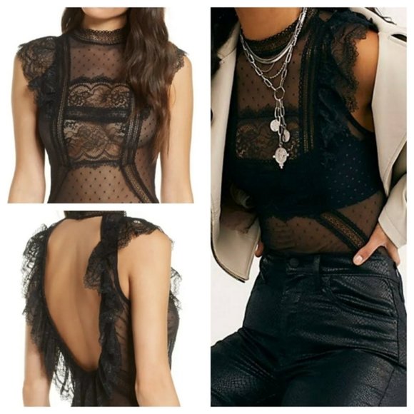 Free People Tops - NEW🌸FREE PEOPLE Winnie Ruffled Lace Bodysuit